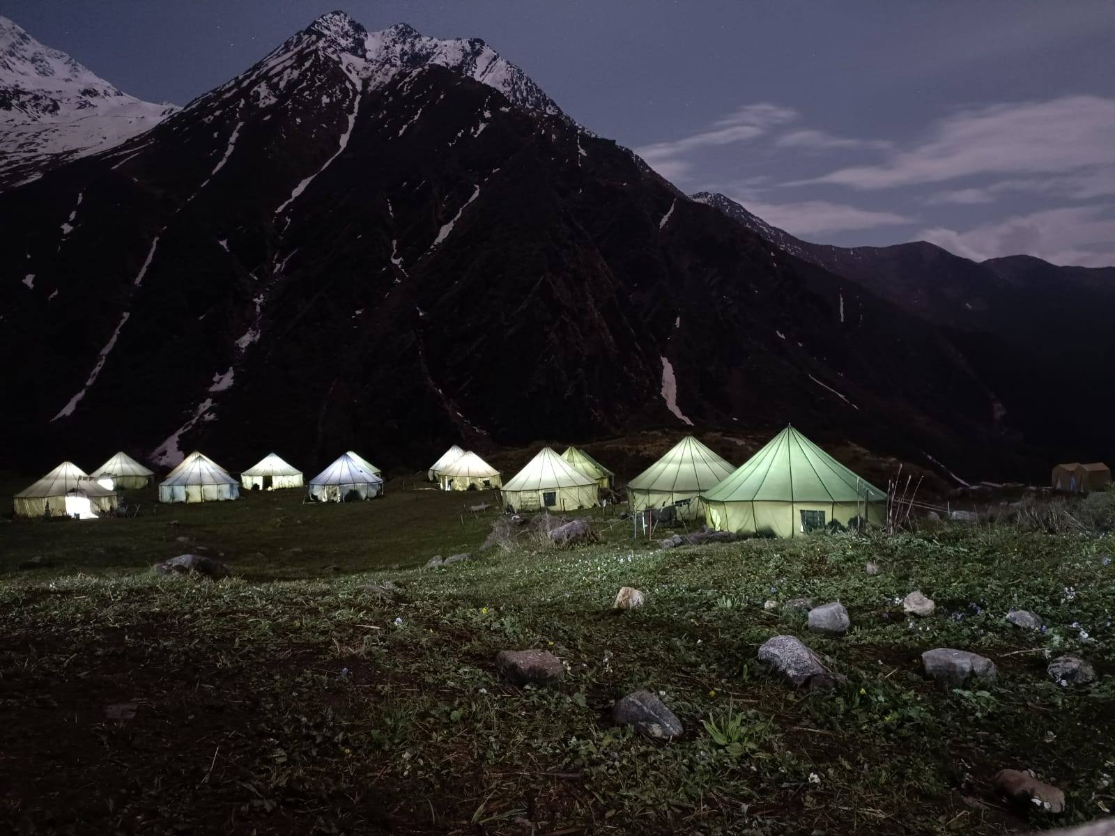 Tent camped under Himalayan stars
